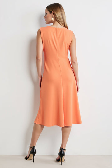 Robe de travail midi froncée orange